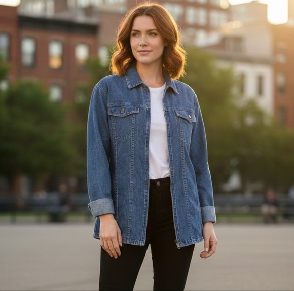 Jordache Jackets & Blazers - Vtg Jordache Denim Jacket | 80s Zip Front Trucker | Medium Wash